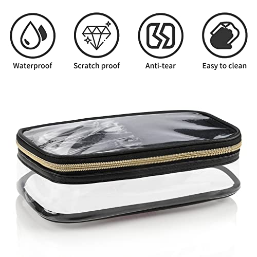 Ocheal Clear Makeup Bag, Portable Makeup Storage Organizer Cosmetic Bag, Travel Makeup Bag Cute Clear Pouch For Women And Girls Cosmetics Bags With Divider Makeup Brush Compartment-Transparent #TOP6