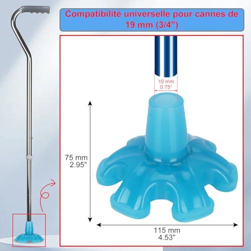 Pointe en caoutchouc haute résistance 19mm pour canne de marche stable - 3