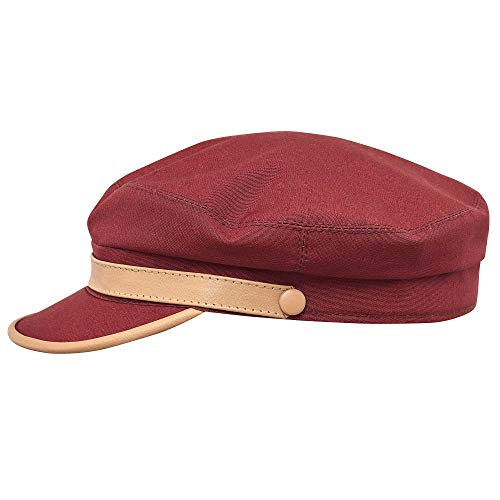 Sterkowski Ringo Mütze | Gewachste Baumwolle Schirmmütze für Herren und Damen | Fischerhut Herren Schirmmütze Damen Elbsegler Mütze Herren Schiffermütze Herren Fiddler Cap 56 cm Rot/Braun