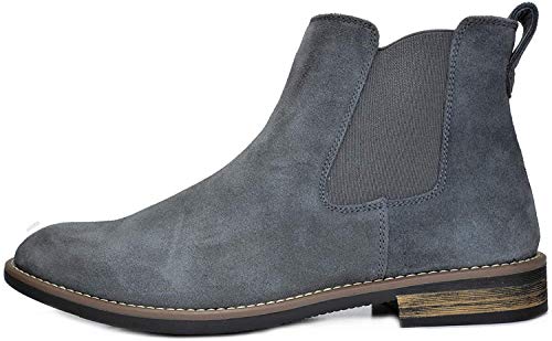 Bruno Marc Men's Suede Leather Chelsea Ankle Boots,Size 12,Grey,URBAN-06