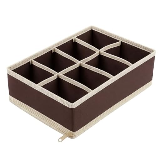 Kit 3 Organizadores de Gavetas com 8 Compartimentos Cada Divisor Dobrável com Zíper Inferior para Roupas Íntimas Meias Cuecas Sutiãs Closet
