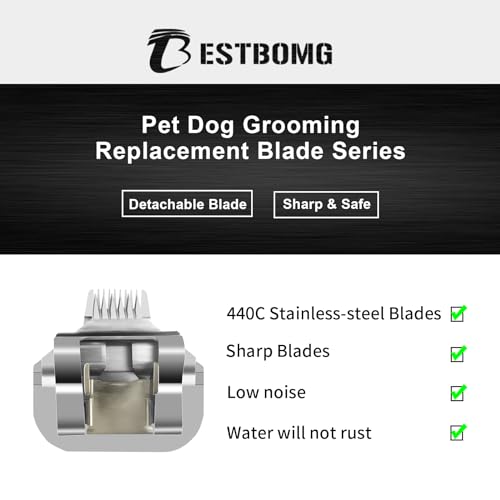 BESTBOMG Abnehmbare Klingen für die Hundepflege mit 5/8 breiter Zehenpartie,kompatibel mit den Schermaschinen Heiniger/Moser Max45/Andis/Oster A5,Schnittlänge 1/32 Zoll