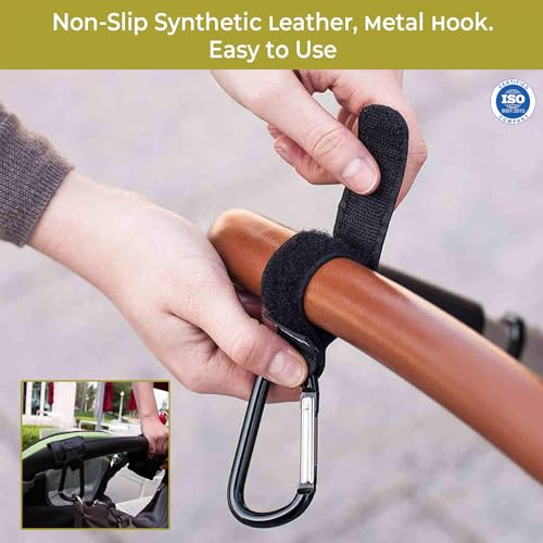 Image of Safe-O-Kid Strong Metal Non-Slip Buggy /Pram Clips (Pack of 4) - Universal Stroller Hooks for Bag Holder, Durable & Secure - Black