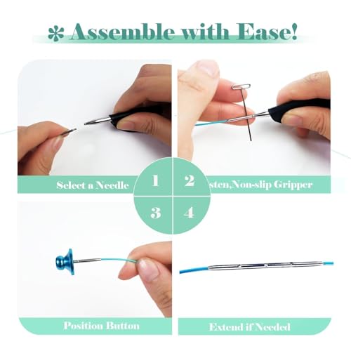 Image of Yarniss Small Circular Knitting Needle with Case 2.0~5.0mm,11 Pair Stainless Steel Interchangeable Knitting Needles with Rotating Cables,4.92-Inch Lace Knitting Needles Set