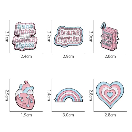 Image of 5PCs Trans Rights Are Human RightsTransgender Pride Heart Shape Lapel Pin Brooches Pins Badge Brooch Button Badges Heart Organ Rainbow Enamel Brooch Pin Cartoon Milk Box Words Pin Jewelry Gift for Women Girls