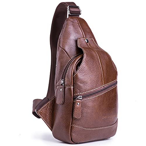 Chrysansmile Sling Bag for Men Black Crossbody Bags for Women Genuine Leather Cross Body Bag Mini Backpack for Travel Outdoor2