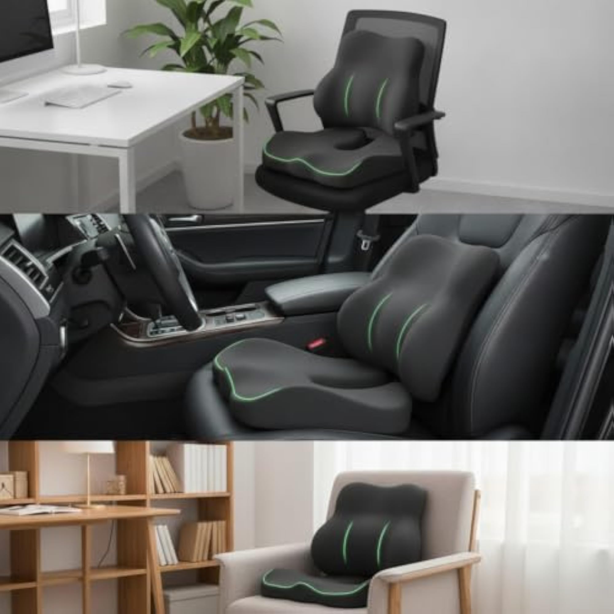 Ergonomic Seat Cushion with Support Pillow for Comfort