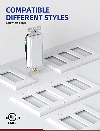 Aida Single Pole Rocker Decorator Light Switch, 15 Amp Self-Grounding Electrical Light Switches, Residential Grade, Ul Listed (10 Pack, White) #TOP3