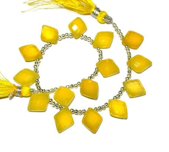 Chalcédoine jaune AAA facettée en diamant pour création joaillerie haut de gamme