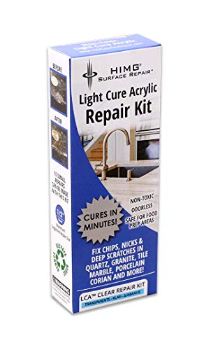 Clear - Quartz Countertop Repair Kit - Granite Repair Kit - Upgraded Chip Repair Kit for Quartz, Granite, Marble, Corian, Porcelain, Acrylic, Edge Chips and More - HIMG Surface Repair
