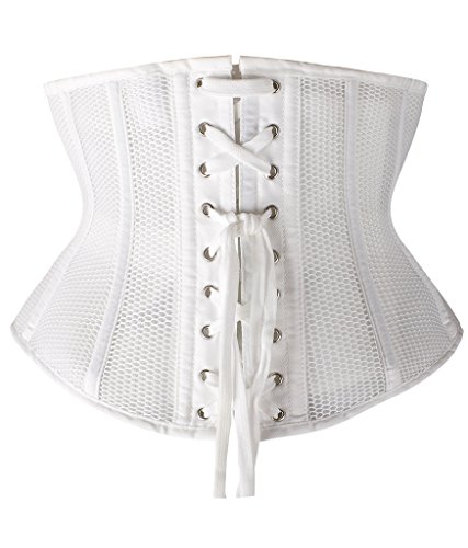 Shaperx Women Petite Steel Boned Waist Trainer Underbust Corset Short Torso Mesh Body Shaper,Sz1995-White-S #TOP1