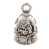 Guardian Bell Bulldog Biker Good Luck Bell w/Keyring & Black Velvet Gift Bag | Motorcycle Bell | Lead-Free Pewter | Good Luck Gift | Made in USA
