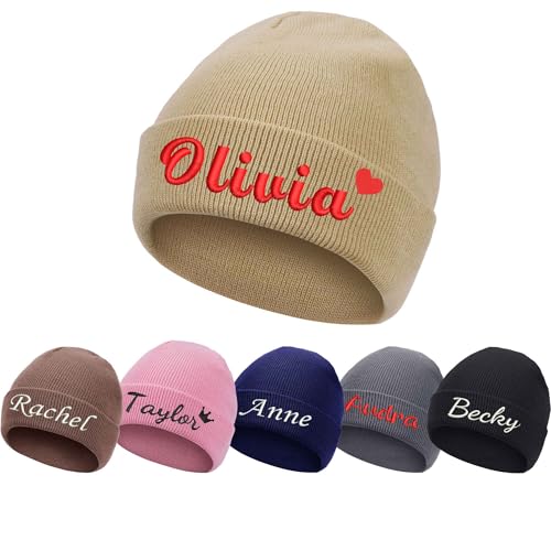 Custom Baby Beanie Hat, Personalized Toddler Hat with Embroidered Name Knit Hats Winter Beanies for Kids Boys Girls Adults