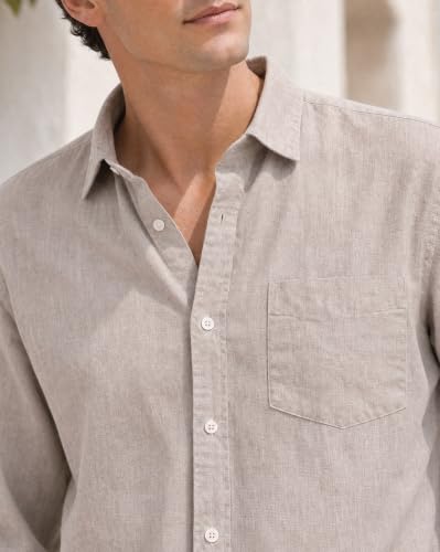 Image of Nobero Breezy Premium Linen Cotton Shirt for Men | Stylish Casual Shirts for Men | Semi Cut Collar | Box Pleat | Curved Hem | Regular Fit | Full Sleeve | S-XXXL