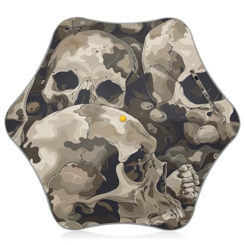 Parapluie pliant à bouton-poussoir haut de gamme motif crâne foncé pour enfants