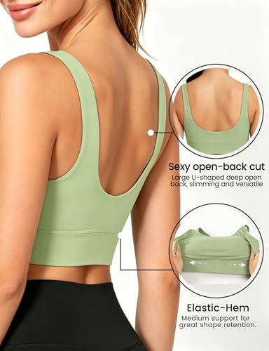 Image of Sports Bras for Women, Light Support Push Up Sport Bra Workout Built in Bra Scoop Neck U Back Yoga Sports Bra