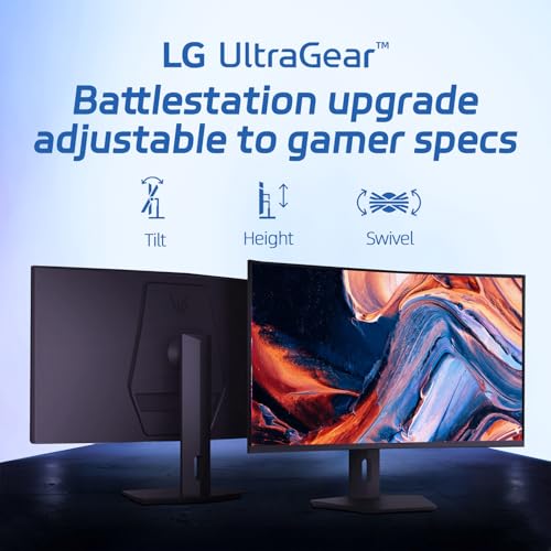 Image of LG 32 inch Curved Monitor, QHD 1440p VA Panel, 180Hz, 1ms GtG, 1000R Deep Curvature, AMD FreeSync Compatible, HDR10, sRGB 99% Color, HDMI x2, DisplayPort x1, Height Tilt Swivel Adjustable Stand