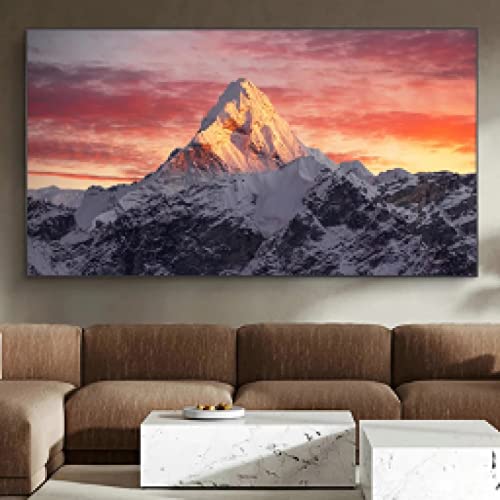 Toile peinture paysage de montagne au coucher du soleil 80x160cm sans cadre grand format