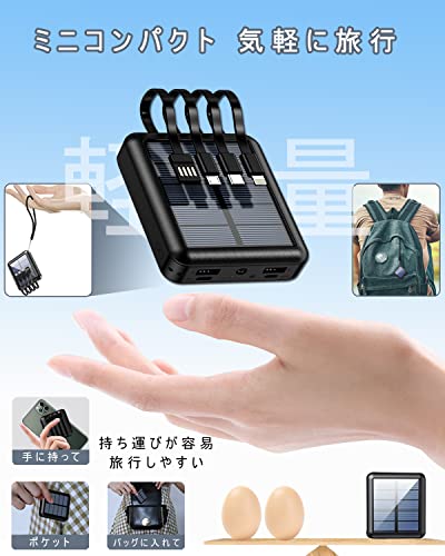 ミニソーラーチャージャー 20000mAh 2.1A急速充電 軽量 ケー