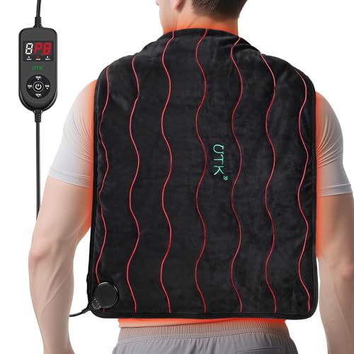 UTK Large Far Infrared Heating Pad for Back Pain Relief, Weighted Electric XL Heating Pads with Tourmaline for Neck&Shoulder, Period Cramps, Gifts for Women Mom Elder, Hot to 161β, Auto Off,