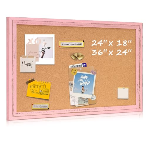 Cork Board Bulletin Board, 24"x18" Corkboard for Wall