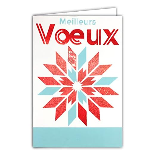 Afie 61-5603 - Tarjeta de felicitación de cumpleaños (61-5603), color rojo brillante con diseño de copo geoométrico Tangram Bonnes Femeninas de fin de año, con sobre blanco