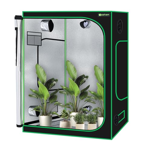 Yesker 5x5 Grow Tent 60'x60'x80' High Reflective Mylar Large Indoor Growing Tents 600D Oxford Cloth with Observation Window and Removable Floor Tray for Hydroponics Indoor Plants Fruit Flower Growing