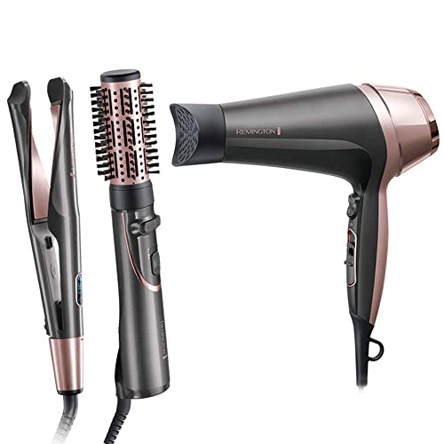 Remington Haarstyling Set Curl & Straight : Haartrockner + Glätteisen + Warmluftbürste