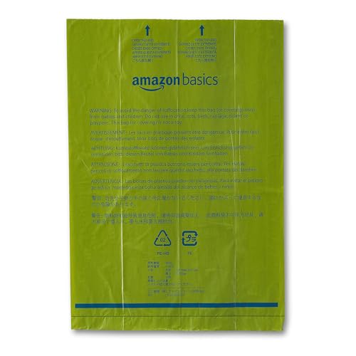 Image of Amazon Basics Premium Leak Proof Dog Poop Bags with Dispenser and Leash Clip, Talcum Powder Scented, 13 inch x 9 inch, 810 Count (54 Rolls) (Pack of 6)