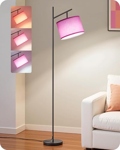 EDISHINE Pink Modern Floor Lamps for Living Room, 64.7" Arc Standing Lamp