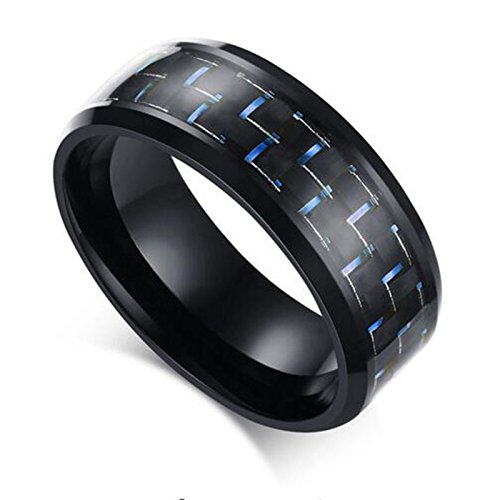asma jewel house Black Titanium Steel Blue Carbon Fiber Inlay Ring for Men – US Size 9, Comfort Fit, Anti-Allergy, Stylish Design-picture-13