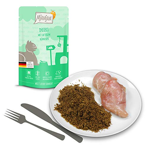 MjAMjAM - Premium Nassfutter für Katzen - Quetschie - Insekt mit saftigem Hühnchen, 12er Pack (12 x 125g), nachhaltig und getreidefrei, mit Insektenprotein