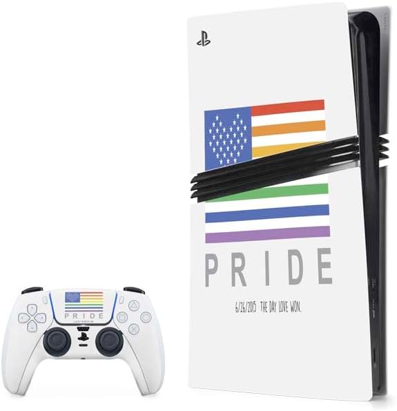 Skinit Decal Gaming Skin Compatible with PS5 Pro Bundle - Vertical Rainbow Flag Design
