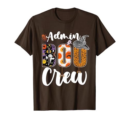 Admin Boo Crew Halloween Matching Administrator Funny T-Shirt, Men, Brown, Medium