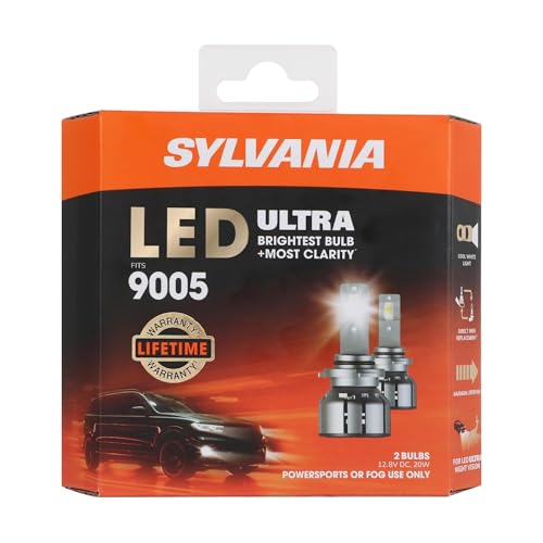 SYLVANIA - 9005 LED Ultra - Fog Lights For Cars and Trucks - Headlight Bulbs for Off Road Powersports - 6000k Cool White LED Light - Maximum Lifespan - No Polarity - DIY Upgrade