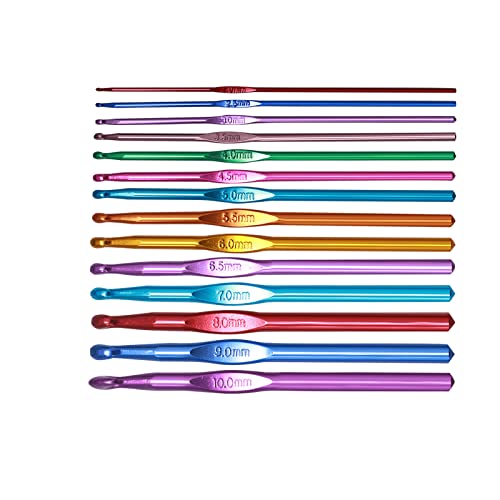 Set di 9 uncinetti, 2,0 mm, 2,5 mm, 3 mm, colore extra lungo, uncinetto, ergonomico, con impugnatura morbida in gomma siliconica, per principianti e amanti dell'uncinetto