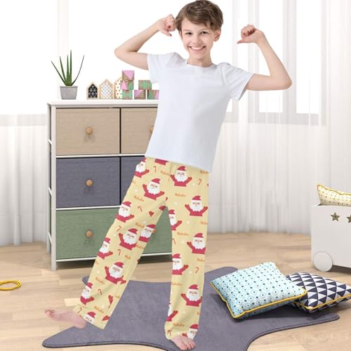 Boy's Lounge Pants Santa Christmas Candy Cane Kids Jogger Pants Elastic Waist Long Bottoms with Pockets 6-14 Years4
