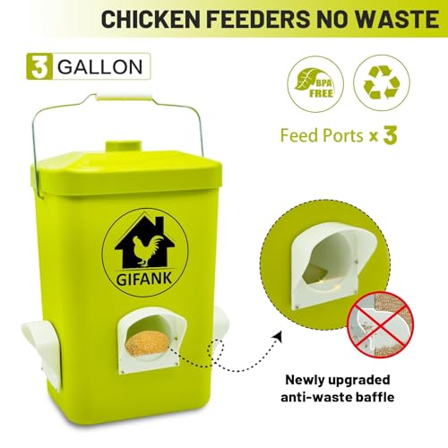 Chicken Feeder and Waterer Set,3 Gallon Automatic Chicken Feeder No Waste,Hanging Poultry Kit with Chicken Waterer Nipples and Feeding Ports,Coop Accessories - Image 3