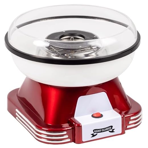 Center Shock Scary Mix | Box mit 100 Kaugummis | Extra-sauer | Zufallsgeschmack 3 Gadgy ® Zuckerwattemaschine für Zuhause | Retro Cotton Candy Machine | mit Zucker oder Zuckerfreie Harte Süßigkeiten Bonbons zu Benutzen | 500W Rot Weiß