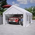 13x20 FT Heavy Duty Carports with Roll-up Ventilated Windows, Outdoor Portable Storage Shelter Shed Garage, Carport Canopy with Side-Opening Door, Anti-Snow Car Port for Trucks, Boats, and SUVs