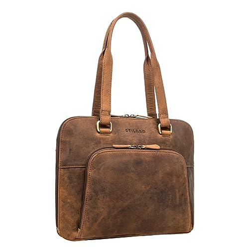 Sac d'affaires femmes STILORD Hermione sacoche de bureau en cuir véritable Torino - Marron