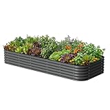 Vego garden 17' Tall 4' x 10' Giant Modular Metal Raised Garden Bed Kit, A King Sized Garden Bed for Vegetables, Flowers, Herbs, Modern Gray