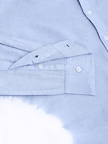 Image of Dennis Lingo Men's Ombre Slim Fit Cotton Casual Shirt with Mandarin Collar & Full Sleeves