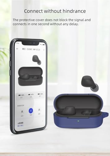 Image of WELFO Case for Sony WF-C510 Truly Wireless in-Ear Bluetooth Earbud Headphones, Soft Silicone Protective Portable Scratch Shock Resistant Shell with Carabiner (Red)