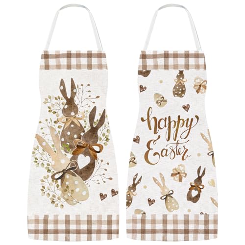 Tablier de cuisine réglable marron lot de 2 linge de maison pâques