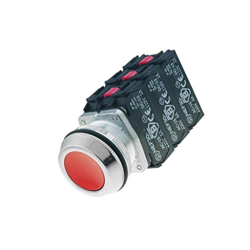 Commutateur bouton-poussoir NEF30-KC3X3Y PROMET stable 30mm avec contacts 3 NC et 3 NO pour panneau