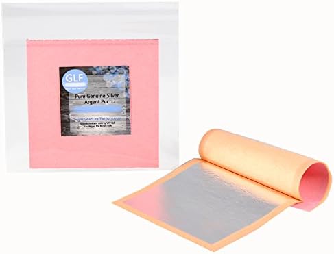 Genuine Silver Loose Leaf (Pack of 25 leaves) 3-3/4"x3-3/4" / 95mmx95mm Edible, Gilding, Cosmetic