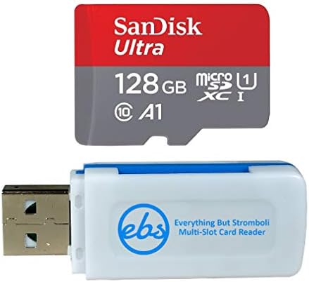 SanDisk 128GB Micro SDXC Ultra Memory Card Class 10 UHS-1 Works with Nintendo Switch Lite Gaming System (SDSQUAR-128G-GN6MN) Bundle with (1) Everything But Stromboli Micro SD Multi-Slot Card Reader