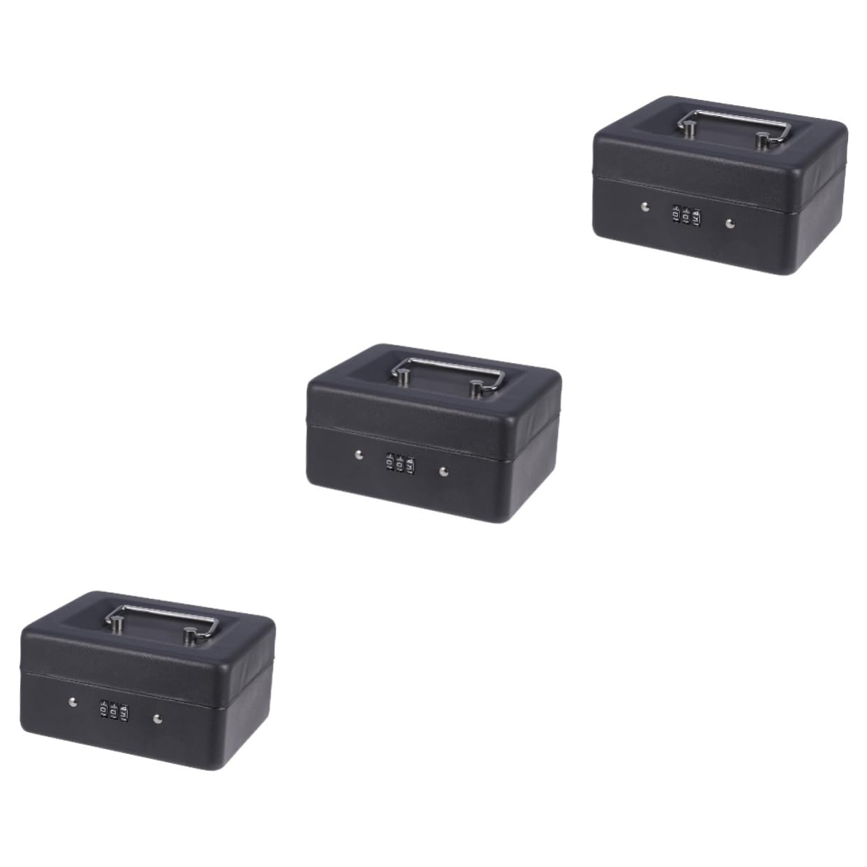 NUOBESTY 3pcs Box safe deposit box safe lock box a safe dining room safety deposit box safes coffer marketplace cashier box safety box dining booth black metal portable cash box set