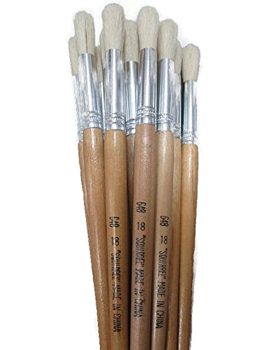 12pcs Artist Brushes White Bristle Acrylic and Oil Brush Round Sizes #18